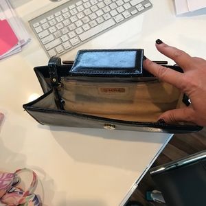 Zina Eva Bags - Black Patent Leather Evening Bag w/ Wooden Handle Zina Eva Bags - Black Patent Leather Evening Bag w/ Wooden Handle